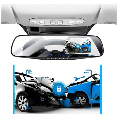 Dashcam Retrovisore Fronte Retro Hd 1080p Schermo 4 Pollici Microfono - Foto 2