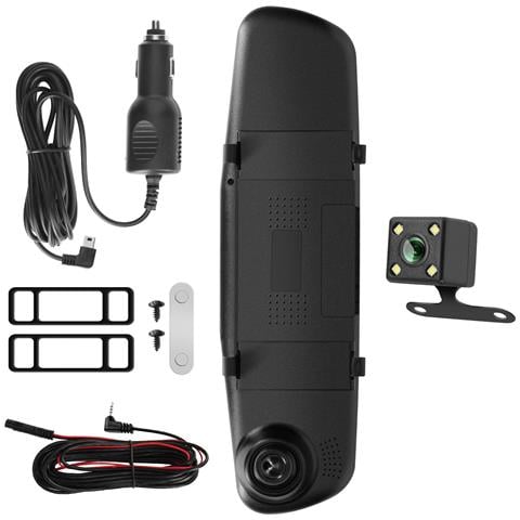 Dashcam Retrovisore Fronte Retro Hd 1080p Schermo 4 Pollici Microfono - Foto 5