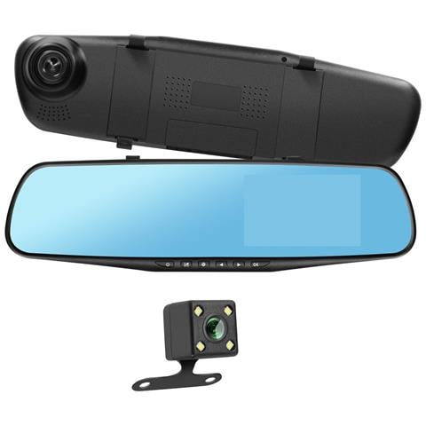 Dashcam Retrovisore Fronte Retro Hd 1080p Schermo 4 Pollici Microfono - Foto 1