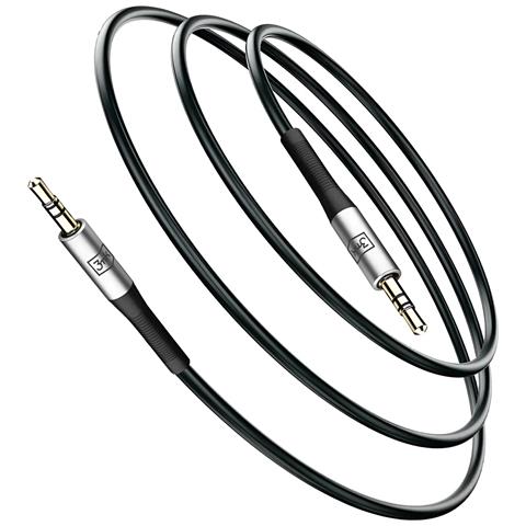 Cavo Ausiliario Jack 3,5 Mm Alluminio Robusto Suono Nitido 1 Metro, Nero - Foto 1