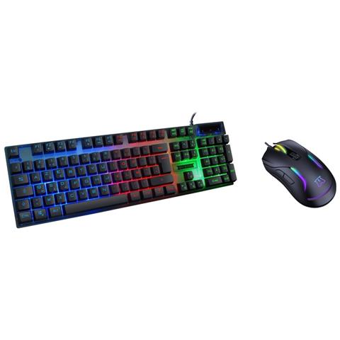 Pack Gaming Sentai C03 Tastiera Rgb Rainbow + Mouse Cablato 3600dpi, Nero - Foto 1