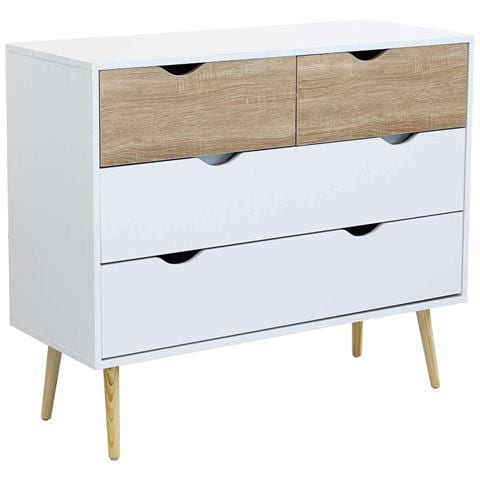 Mobile In Legno Naturale Con 4 Cassetti 99x39xh82 Cm Spencer - Foto 1