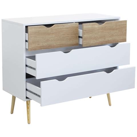 Mobile In Legno Naturale Con 4 Cassetti 99x39xh82 Cm Spencer - Foto 2