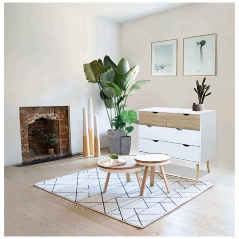 Mobile In Legno Naturale Con 4 Cassetti 99x39xh82 Cm Spencer - Foto 8