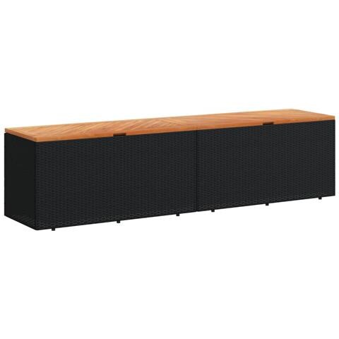 Contenitore Giardino Nero 220x50x54cm Polyrattan E Legno Acacia - Foto 1