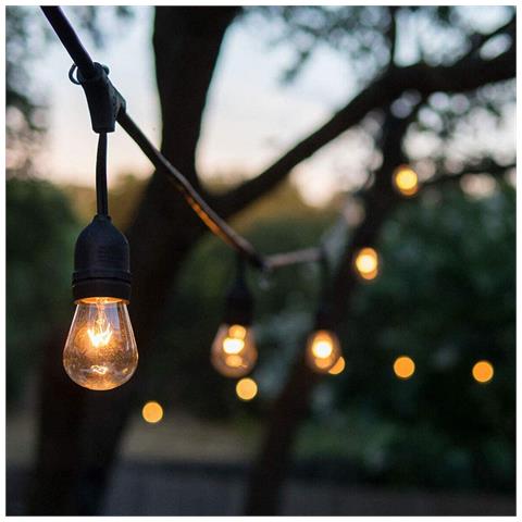 Catenaria Luci 10mt E 10 Portalampade E27 Nera Allungabile Ip44 Interno Esterno - Foto 2