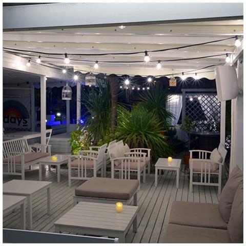 Catenaria Luci 10mt E 10 Portalampade E27 Nera Allungabile Ip44 Interno Esterno - Foto 3