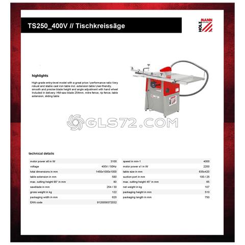 Sega Circolare Squadratrice Banco Sega Per Legno Holzmann Ts250 400v - Foto 6