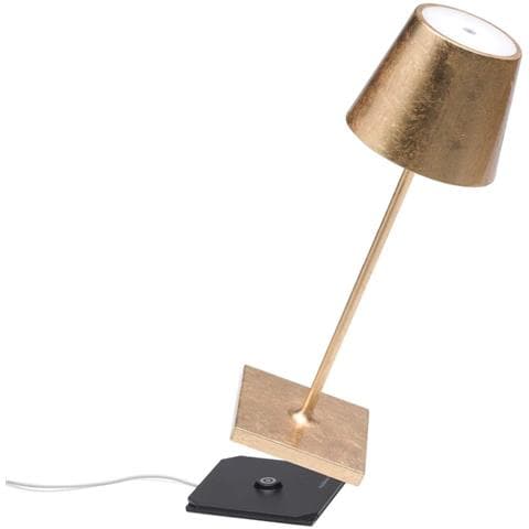 Lampada A Led Da Tavolo Poldina Pro Mini Foglia Oro Ricaricabile E Dimmerabile Con Batteria Fino A 12 Ore - Foto 1