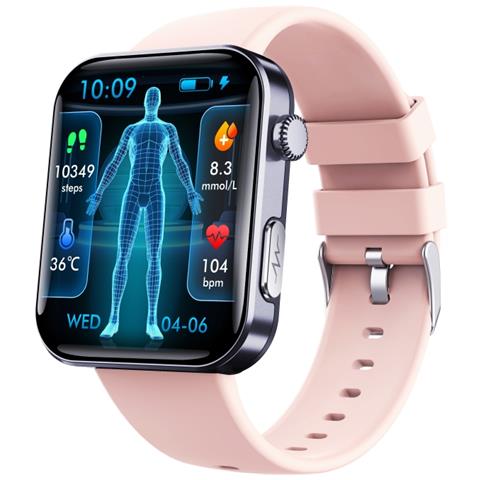 Smartwatch: Misura La Frequenza Cardiaca, La Pressione Sanguigna, L'ossigeno Nel Sangue E I Passi Black And Pink Strap - Foto 11