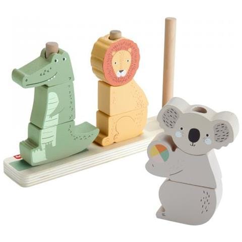 Animali Da Impilare E Ordinare In Legno Fisher-price, 10 Pezzi Hxv04 - Foto 1