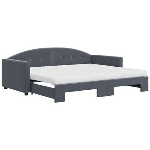 Divano Letto Estraibile Materassi Grigio Scuro 90x200cm Velluto - Foto 2