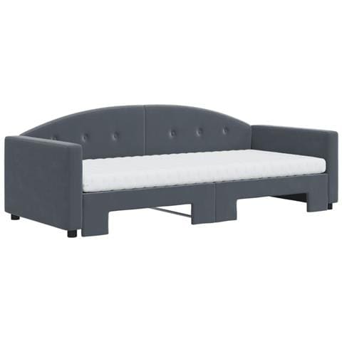 Divano Letto Estraibile Materassi Grigio Scuro 90x200cm Velluto - Foto 3