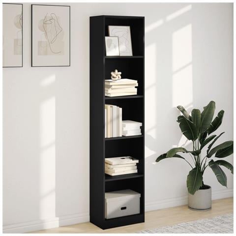 Libreria Nera 40x24x176 Cm In Legno Multistrato - Foto 3