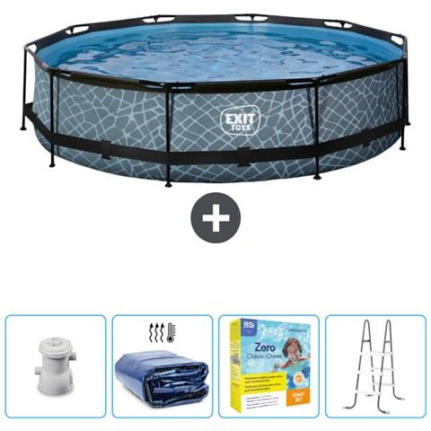 Piscina Fuori Terra - In Giro - 360x360x76 Cm - Grigio - Include Accessori Coordinati Cb27 - Foto 1