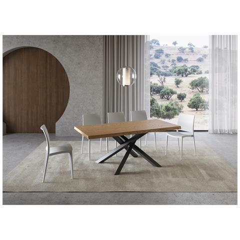 Tavolo Fisso 90x180 Cm Versalux Scortecciato Rovere Gambe Antracite - Foto 4