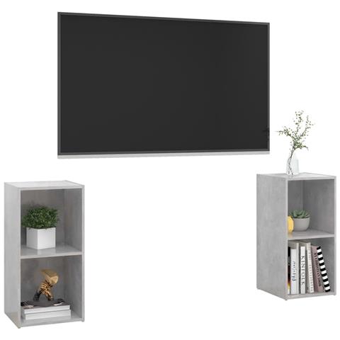 Mobili Tv 2 Pz Grigio Cemento 72x35x36,5cm In Legno Multistrato - Foto 2