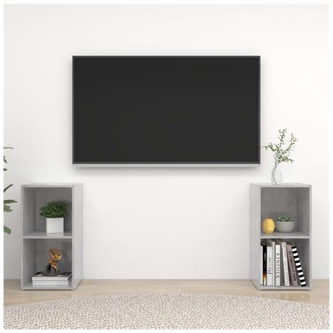 Mobili Tv 2 Pz Grigio Cemento 72x35x36,5cm In Legno Multistrato - Foto 8