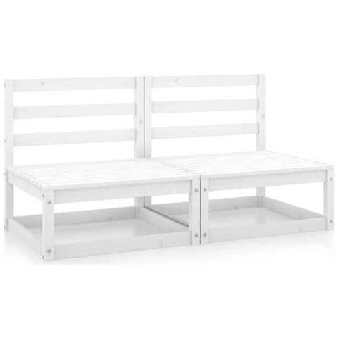 Divani Centrali Da Giardino 2 Pz In Massello Di Pino Bianco - Foto 2