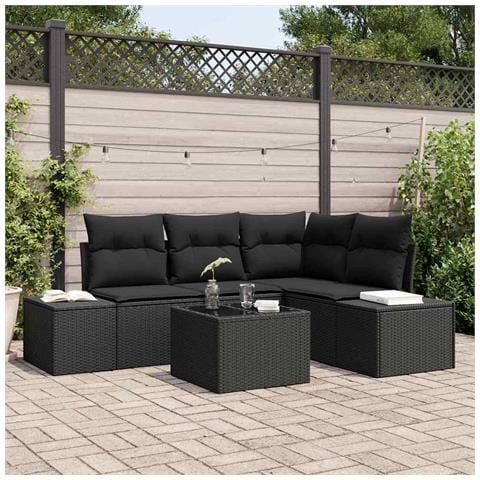 Set Divano da Giardino a 5 Pezzi con Cuscini Beige Polyrattan - Foto 2