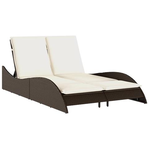 Lettino Prendisole con Cuscini Marrone 114x205x73 cm Polyrattan - Foto 1