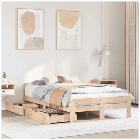 Letto senza Materasso 120x200 cm in Legno Massello di Pino - Foto 2