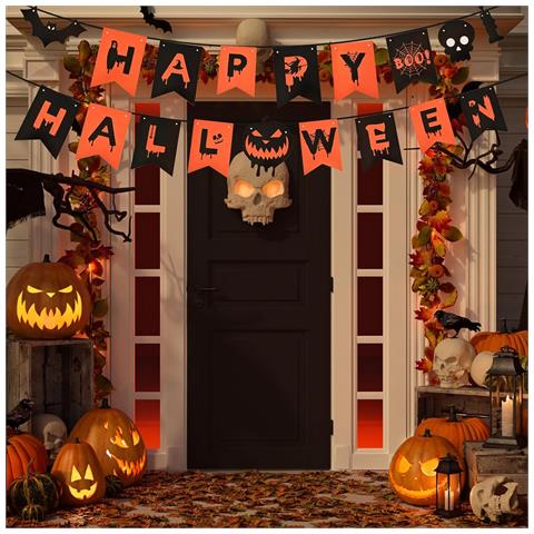 Decorazione Di Halloween Set Banner Palloncini Sfondo 48pz Arancione - Foto 7