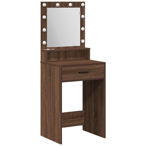 Tavolo da trucco con luci LED in Rovere Marrone 50x41x135 cm - Foto 1