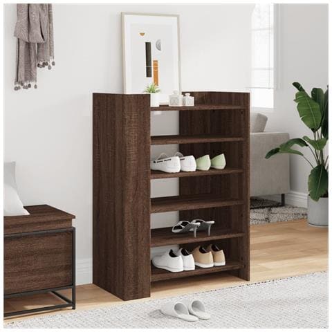 Scarpiera Rovere Marrone 74,5x37,5x100 cm in Legno Multistrato - Foto 2