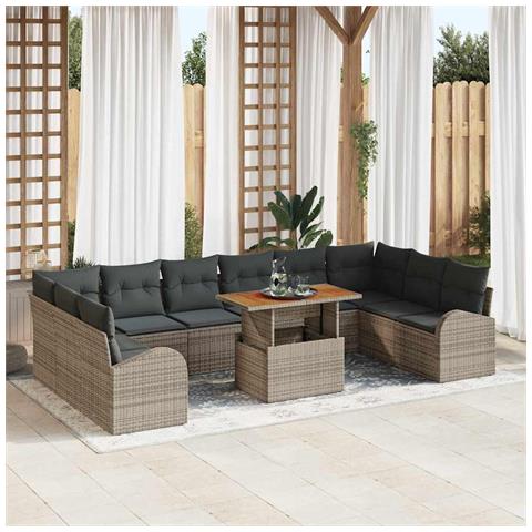 Set Divano da Giardino 11 pcs Grigio Poly Rattan - Foto 2