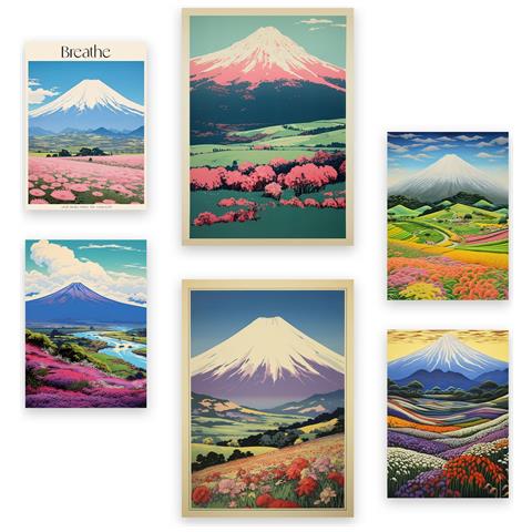 Set Di 6 Stampe Stampe Decorative Estetiche Di Montagne Imponenti In Stile Versatile Per Il Tuo Soggiorno, Camera Da Letto, Casa A3 & A4 Senza Cornice - Foto 1