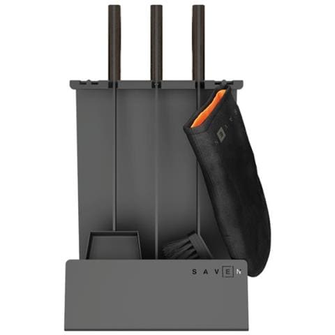 Set Attrezzi Per Camino 3 Pezzi In Acciaio E Legno Nero - Set 4 L - Foto 1