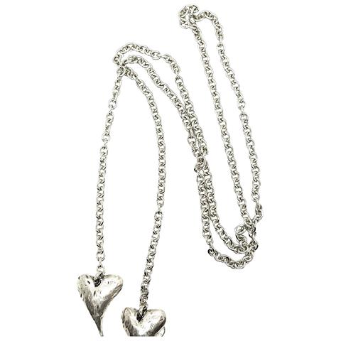 Catena Multiposizione Da 1 M Con Doppio Cuore Placcato Argento - Foto 2