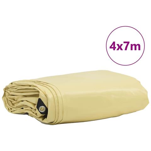 Telo 650g / m² Beige 4 x 7 m Tela con rivestimento in PVC - Foto 2