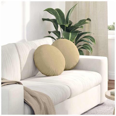 Cuscini per Seduta 2 pcs Grigio Verde Ø 40 cm Tessuto in Cords - Foto 2