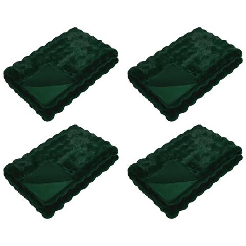 Coperta in Pelliccia di Coniglio Finta 4 pcs Verde Scuro - Foto 1