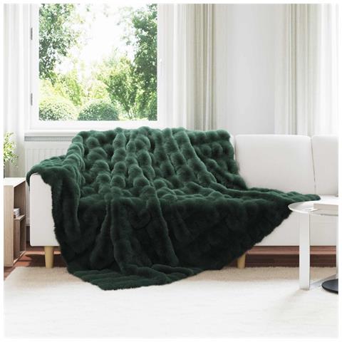 Coperta in Pelliccia di Coniglio Finta 4 pcs Verde Scuro - Foto 2