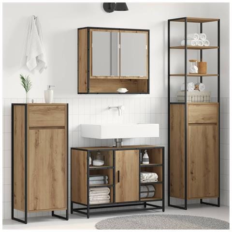 Mobile da Bagno con porta Rovere Artigianale 40 x 30 x 180 cm - Foto 2