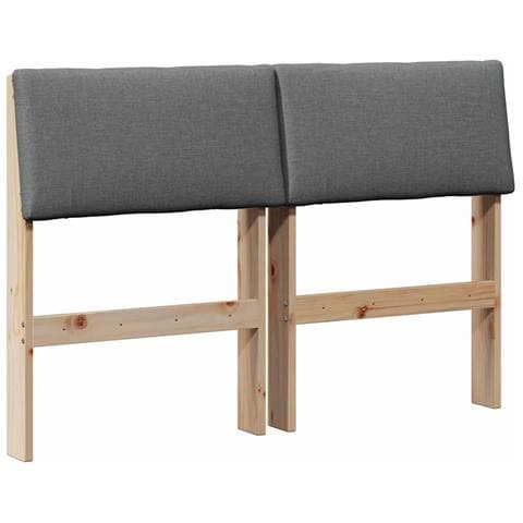 Testiera imbottita Grigio scuro 120 cm Pino massello - Foto 1