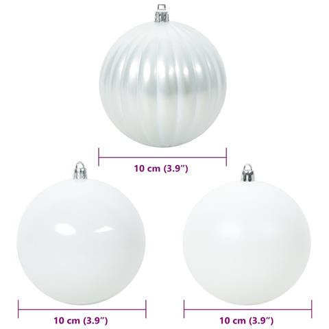 Set di Palle di Natale 15 pcs Bianco Plastica - Foto 5