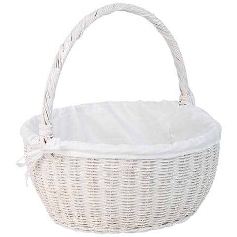 Cestino Tondo In Midollo Con Fodera Bianca 34x34x16-37h - Foto 1