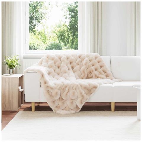 Coperta antiscivolo in finta di coniglio Olite Beige Poliestere - Foto 2