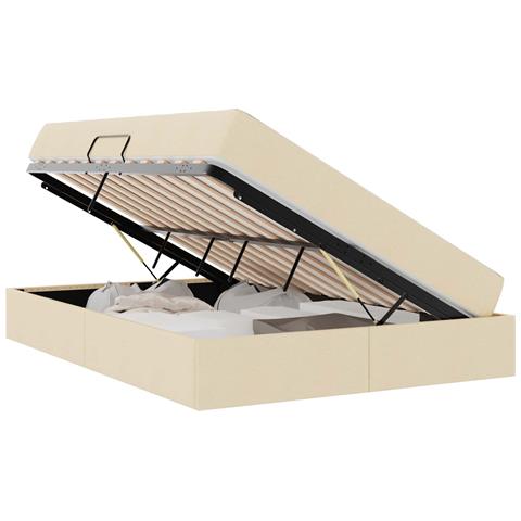 Letto con contenitore e materasso Crema 140 x 190 cm Poliestere - Foto 1
