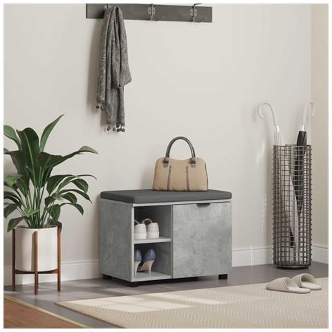 Panca per ingresso con cuscino Grigio Cemento 60 x 38 x 46 cm - Foto 2