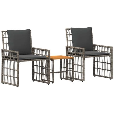 Set di Mobili da Esterno 3 pcs Nero e Grigio scuro - Foto 1