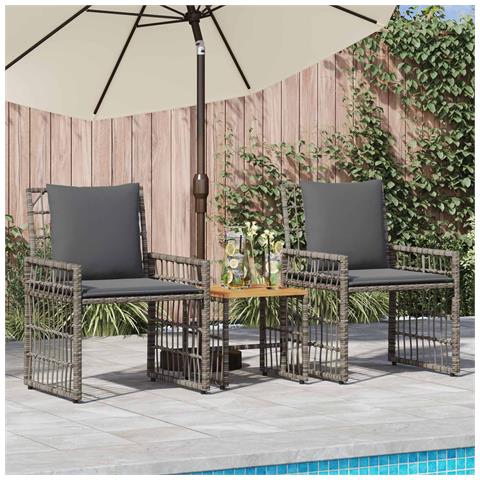 Set di Mobili da Esterno 3 pcs Nero e Grigio scuro - Foto 2
