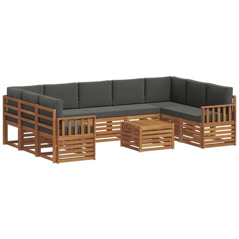 Set divani 10 pcs Naturale e Antracite Legno di Acacia Massello - Foto 1