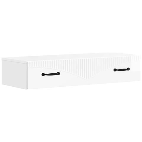 Tavolino da Parete Laterale Bianco Lucido 87,5 x 34,5 x 17 cm - Foto 1