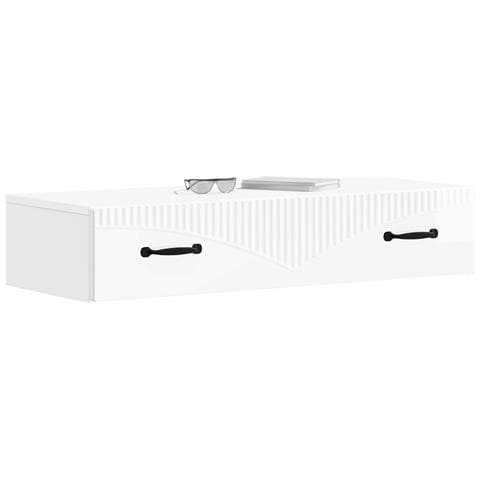 Tavolino da Parete Laterale Bianco Lucido 87,5 x 34,5 x 17 cm - Foto 2
