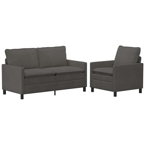 Set di divani 2 pcs Grigio Scuro Tessuto - Foto 1